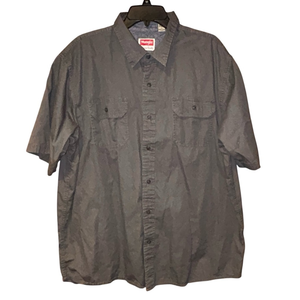 Wrangler Men’s Short Sleeve Button Down Shirt XL Gray Cotton Casual Workwear